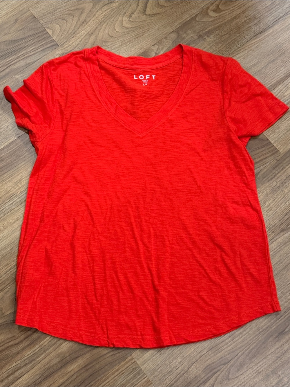 LOFT Bright Red V-Neck Short Sleeve Tee